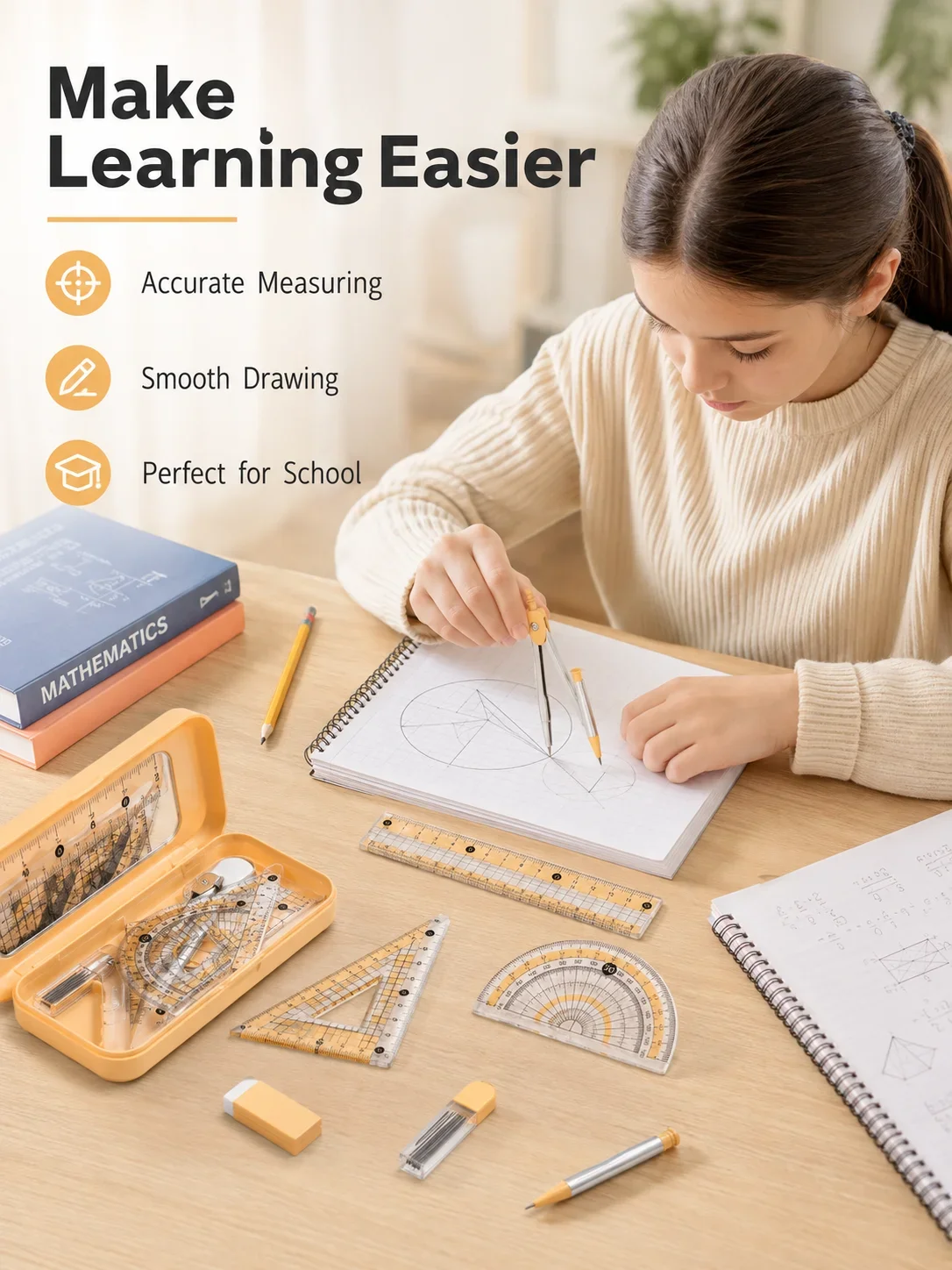 8-Piece Math Geometry Set for  - Compass Geometry Set review and price