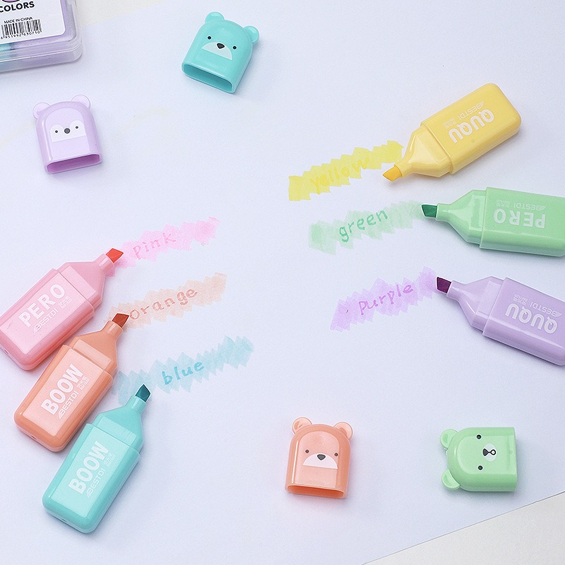 4/6/12 Pcs Kawaii Bear Highlig - Highlighter Set Pastel review and price