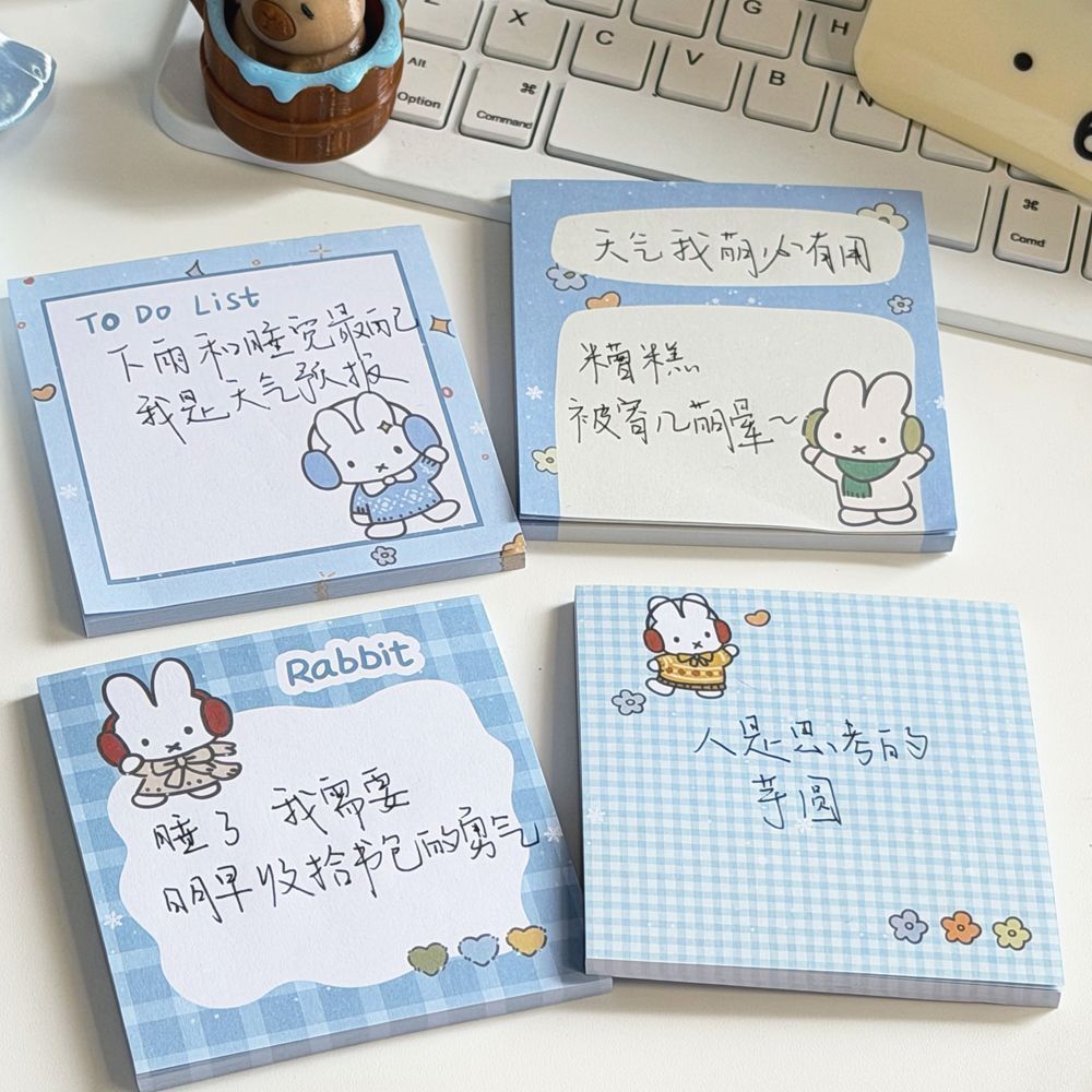 Kawaii Blue Grid Miffy Rabbit  - Stationery Office Items List review and price