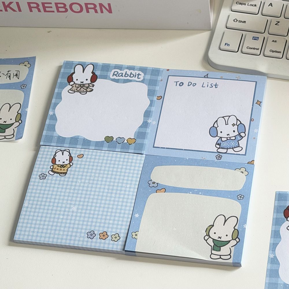 Kawaii Blue Grid Miffy Rabbit  - Stationery Office Items List review and price