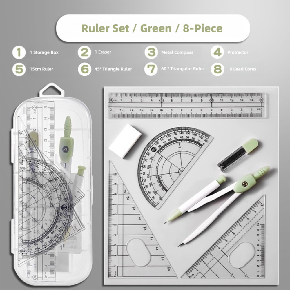 8PCS/Set Plastic Ruler Compass - Compass Geometry Set review and price