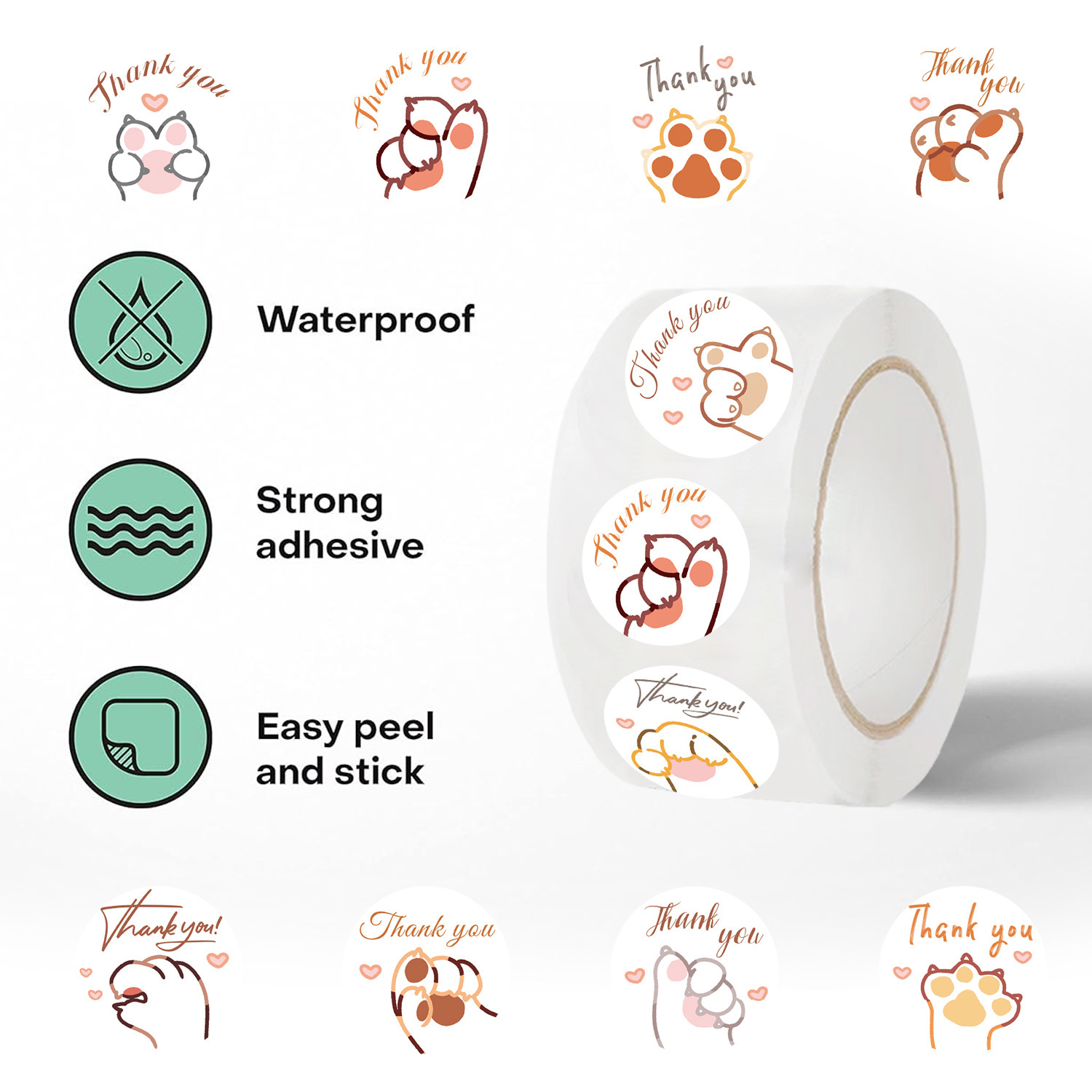 JCAC 500pcs/roll Cute Cartoon  - Sticker Label Roll review and price