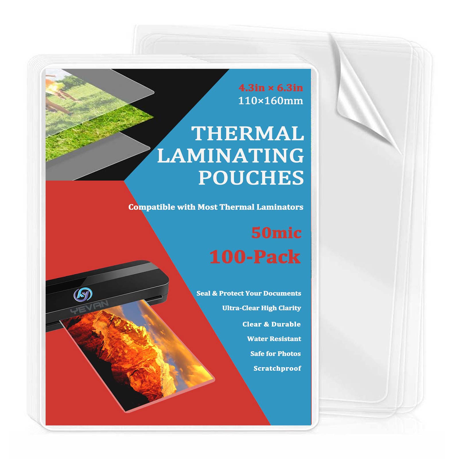 100 Sheets 4.3×6.3in Thermal L - Document Laminator Pouch review and price