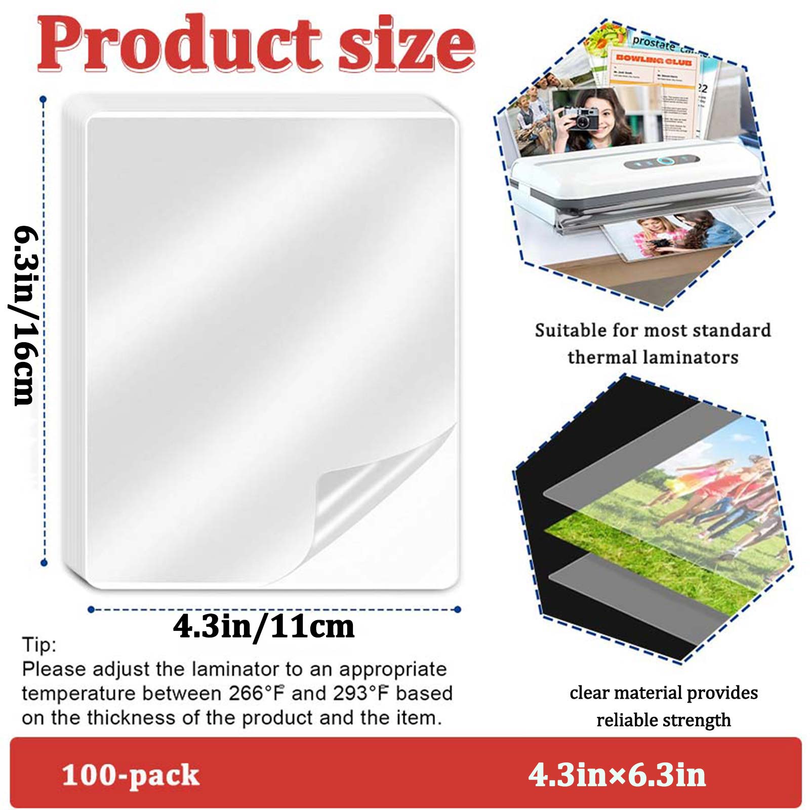100 Sheets 4.3×6.3in Thermal L - Document Laminator Pouch review and price